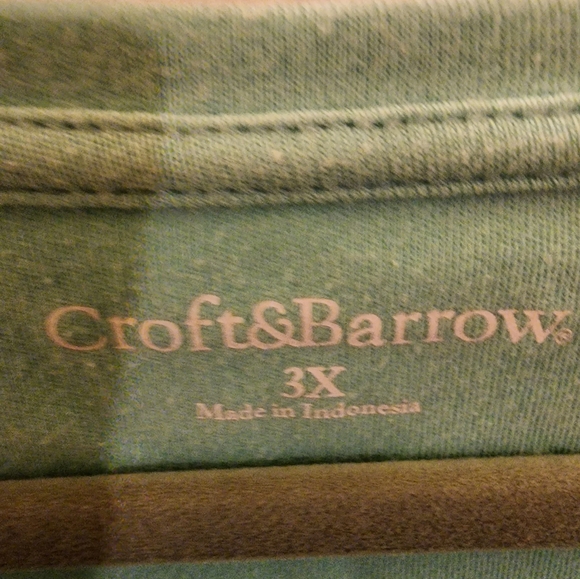 Croft and Barrow 3/4 lenth sleeve seafoam green top with lace overlay in front. - Picture 2 of 3